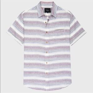 Rails Carson Striped Red Blue Short Sleeve Button Down size small linen blend